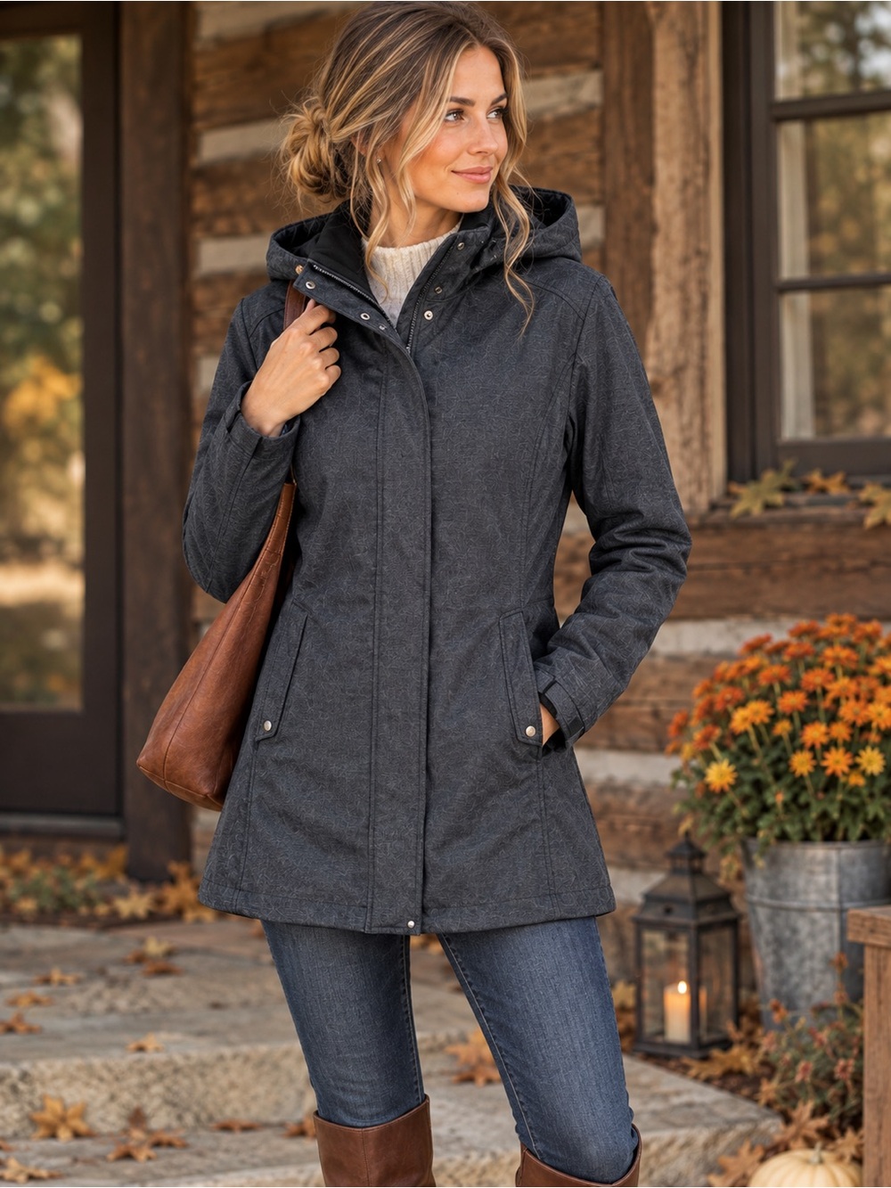 North End Women’s Charcoal Hooded Jacket – Size L